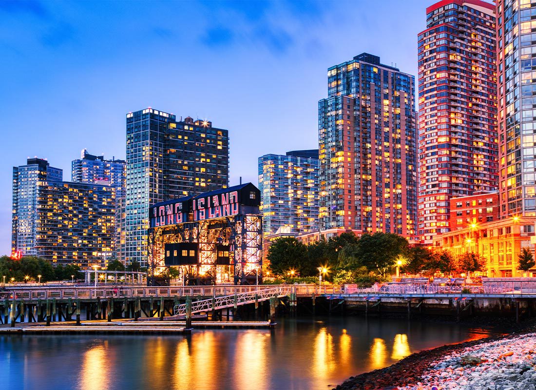 Lynbrook, NY - A Scenic View of the Long Island Skyline in New York City at Night